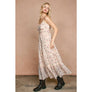 Floral Polka Dot Lace Trim Tiered Maxi Dress