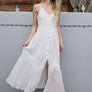 Lace Trim Button-Down Maxi Dress