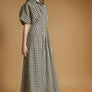 Gingham Pattern Button Down Shirt Dress