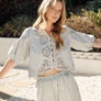 Denim Embroidered Blouse and Shorts Set