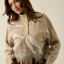 Jacquard-Knit Landscape Quarter-Zip Pullover Sweater Jacket