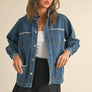 Stitch Detail Ruffled Denim Jacket