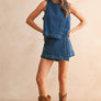 Asymmetric Cut Denim Top