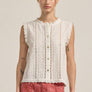 Lace Trim Eyelet Button Blouse