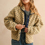 Button Front Pattern Sherpa Jacket