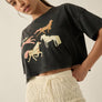 Painted Horses Vintage-Wash Cropped Graphic Tee