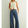 Metal Button Detail Stripe Pattern Knitted Vest