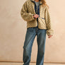 Button Front Pattern Sherpa Jacket