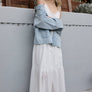 Lace Trim Button-Down Maxi Dress