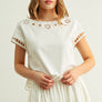 Floral Embroidered Boat Neck Top