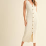 Buttondown Ribbed Knitted Long Dress