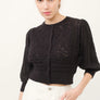 Hendry 3/4 Sleeve See Through Cardigan in Black