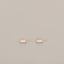 Double Stud Stack Gold Earrings in Opal White by JaxKelly