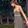 Crochet Knitted Black and Tan Dress
