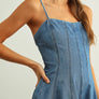 Paneled Washed Denim Romper