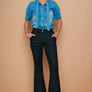 Tie Neck Denim Blouse