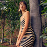 Crochet Knitted Black and Tan Dress