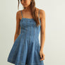 Paneled Washed Denim Romper
