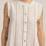 Lace Trim Eyelet Button Blouse