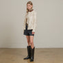 Western Embroidered Jacket with Corduroy Collar