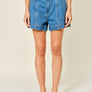 Mid Rise Flare Denim Shorts by Aaron & Amber