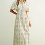 Garden Plant Print Button Front Shirt Dress