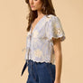 Floral Embroidery Scalloped Trim Top