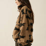 Horses Jacquard Sherpa Fleece Zip-Up High-Collar Jacket