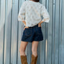 Eyelet Embroidered Scallop Hem Tee