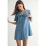 Stylish Denim Dress with Embroidery Cherries