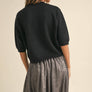Short Sleeve Sweater Top in Black