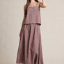 Striped Linen Blend Midi Skirt