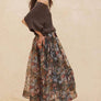 Floral-Print Organza Pleated Midi Skirt