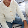 Classic Cable Knit Cardigan in Ivory - Marea by Liz Joy