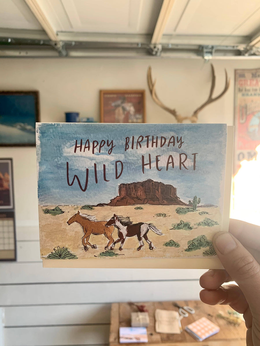 Happy Birthday Wild Heart Horses Cowgirl 90's Desert Card