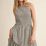 Striped Fabric Smocking Top Long Dress