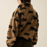 Horses Jacquard Sherpa Fleece Zip-Up High-Collar Jacket