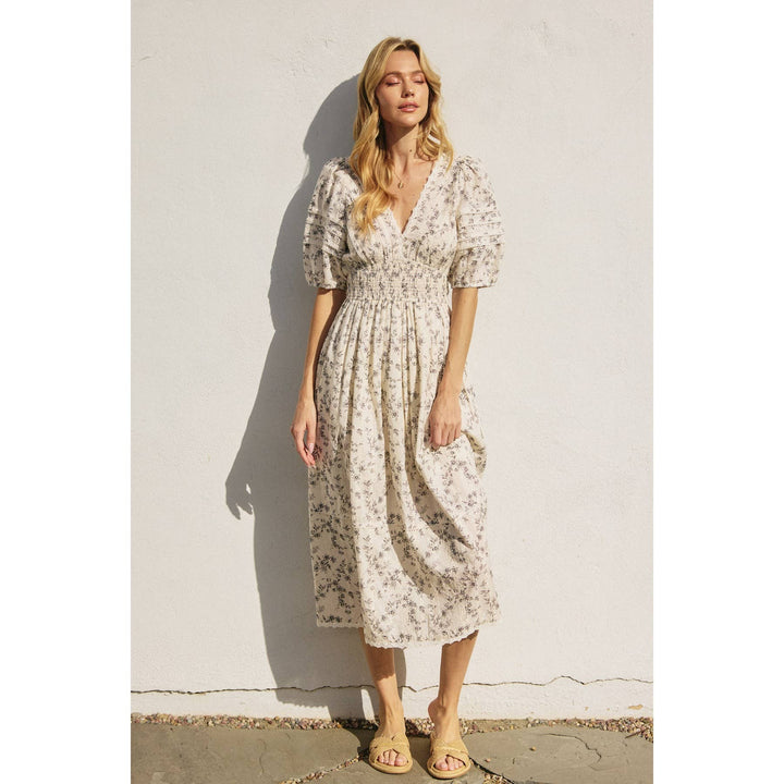 Brunch Babe Bubble Sleeve Midi Dress