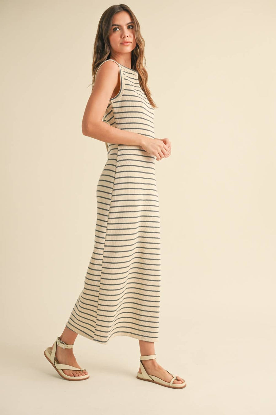 Striped Pattern Knitted Dress