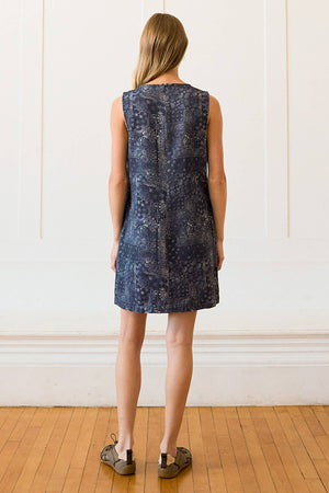 Washed Bandana Print Sleeveless Shift Dress Bandana Blue / Medium