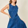 Stretch Mermaid Line Denim Midi Dress by Aaron & Amber