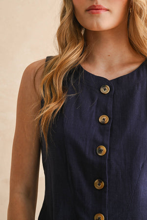Button Front Linen Dress