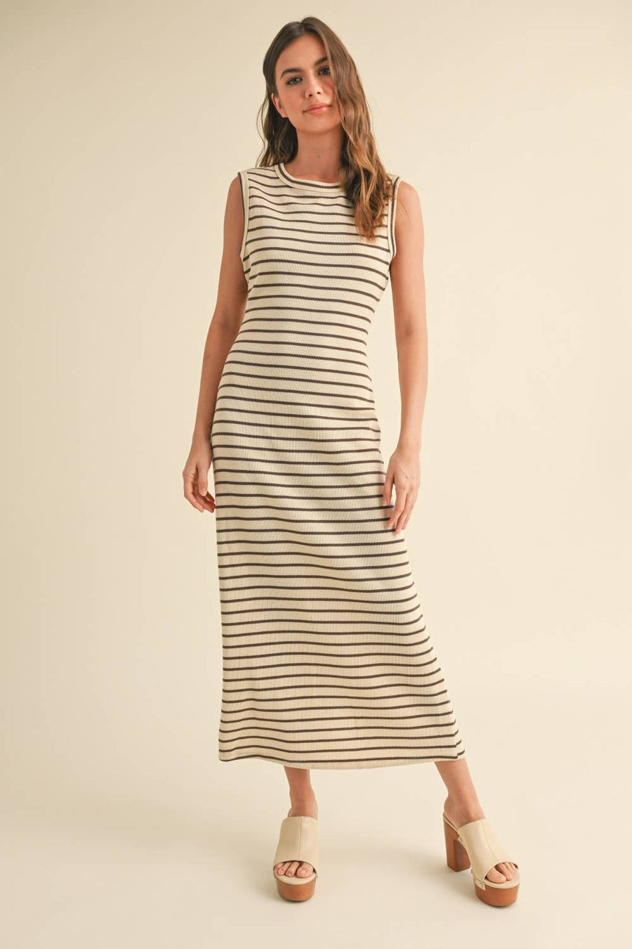 Striped Pattern Knitted Dress