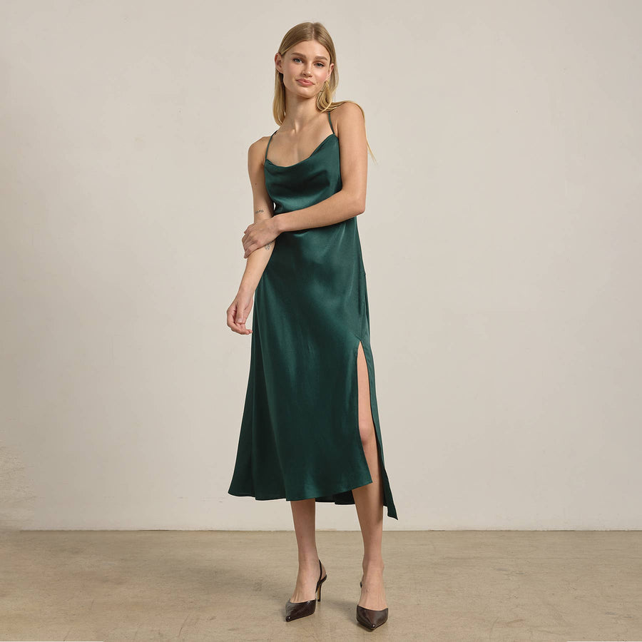 Satin Drape Slip Dress