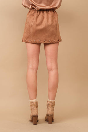 Suede Mini Skirt in Camel