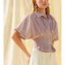Stripe Button Front Shirt with Pleated Waist Detail