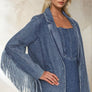 Fringed Denim Blazer