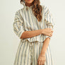 Striped Button Front Short Sleeve Shirt
