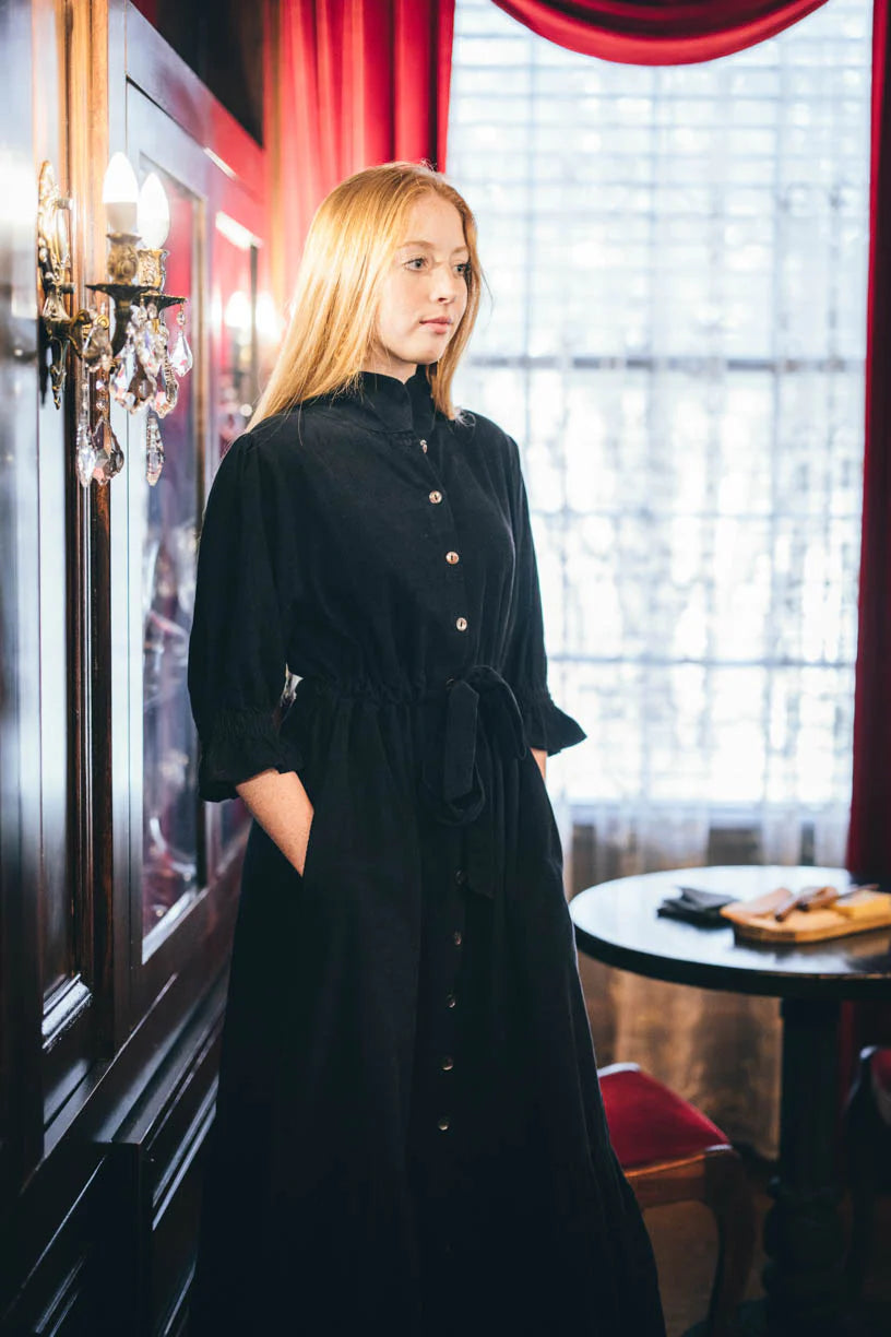 Catherine Dress in Black Corduroy by Holly Shae – Townsend Provisions