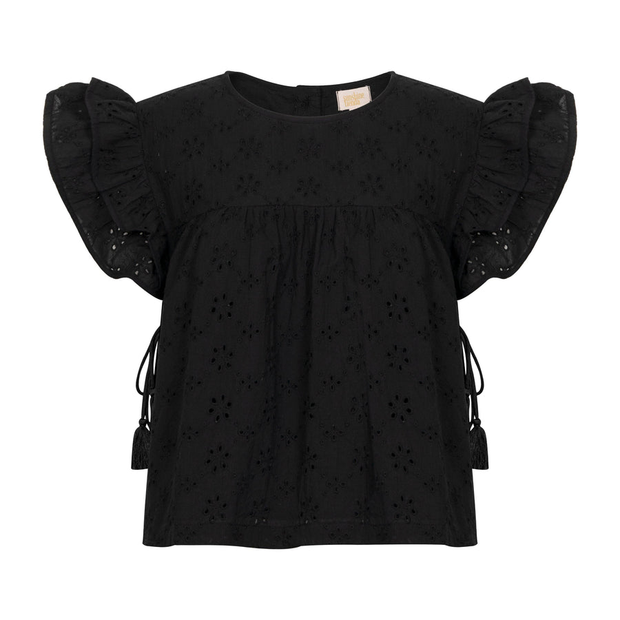 Black Eyelet Lottie Top by Sunshine Tienda